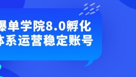 爆单学院8.0孵化体系运营稳定账号