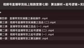 视频号直播带货线上陪跑营第七期：算法解析+起号逻辑+实操运营