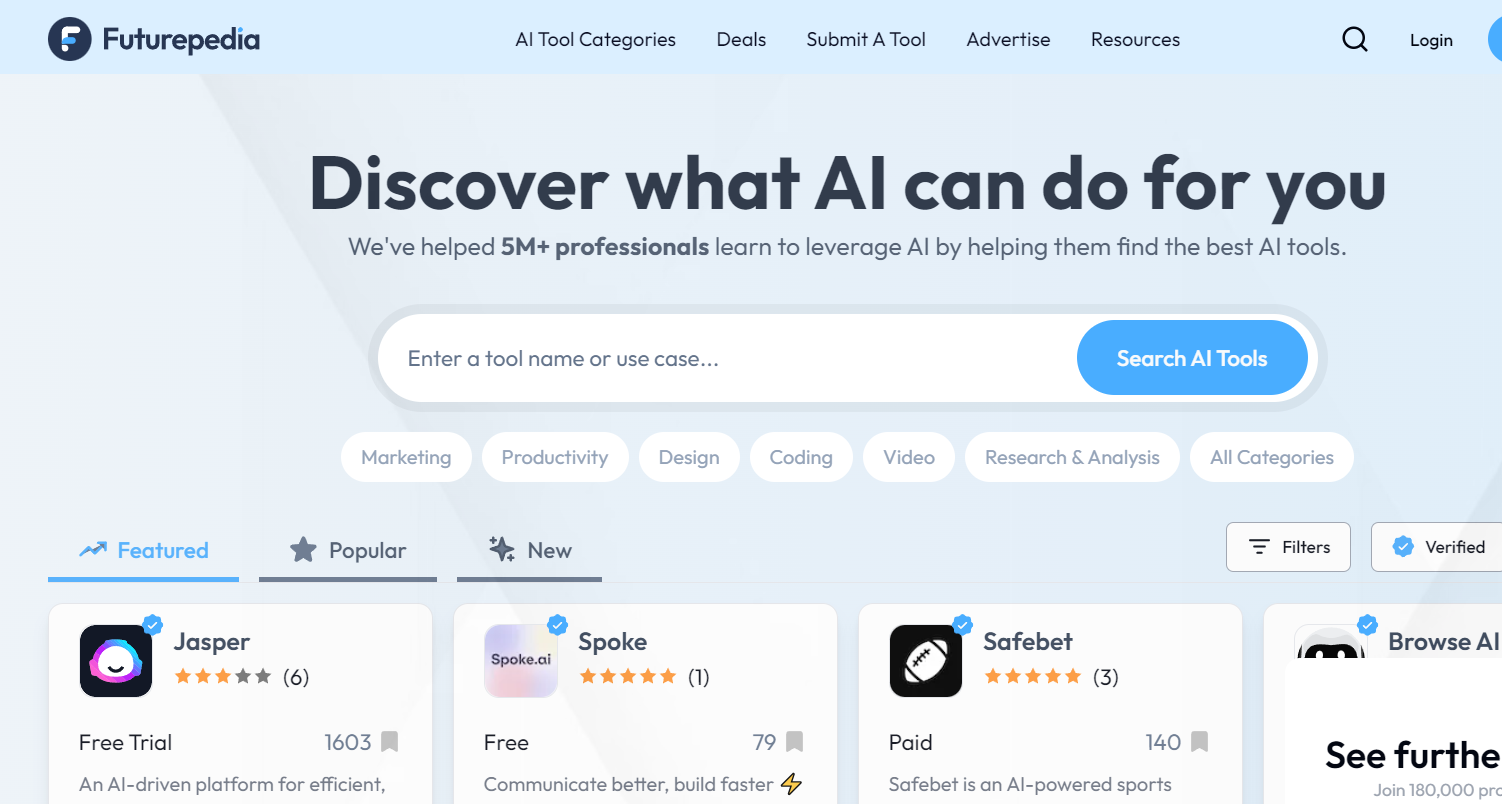 Futurepedia：AI 工具导航