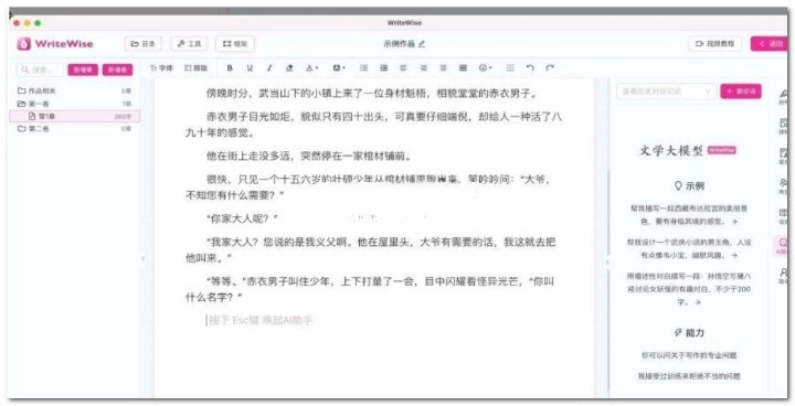 WriteWise v1.0 最强小说 Ai 自动写作工具，内置 Ai 模型