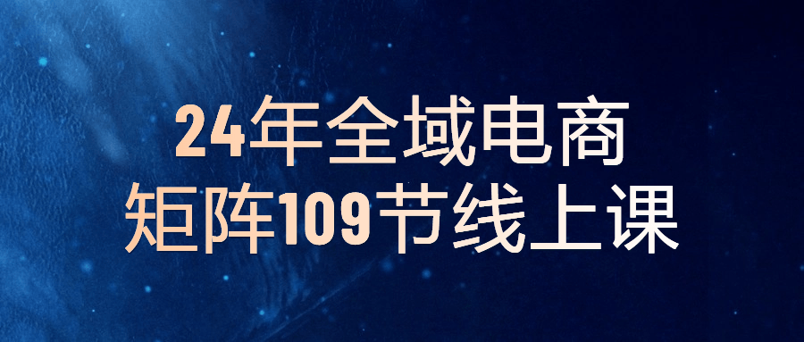 24 年全域电商矩阵 109 节线上课