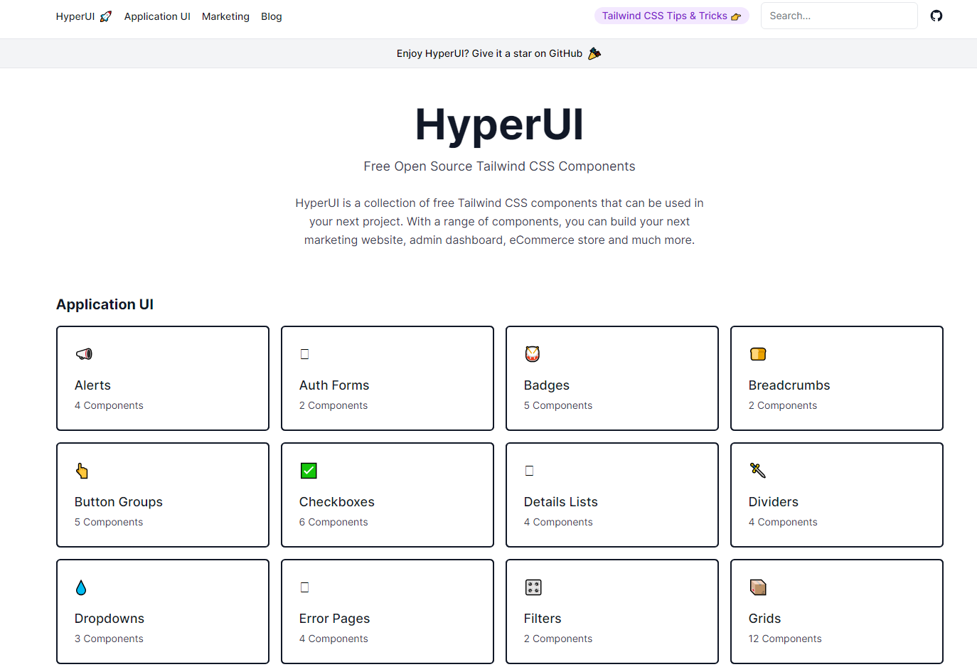 Hyperui：免费的 Tailwind CSS 组件集合