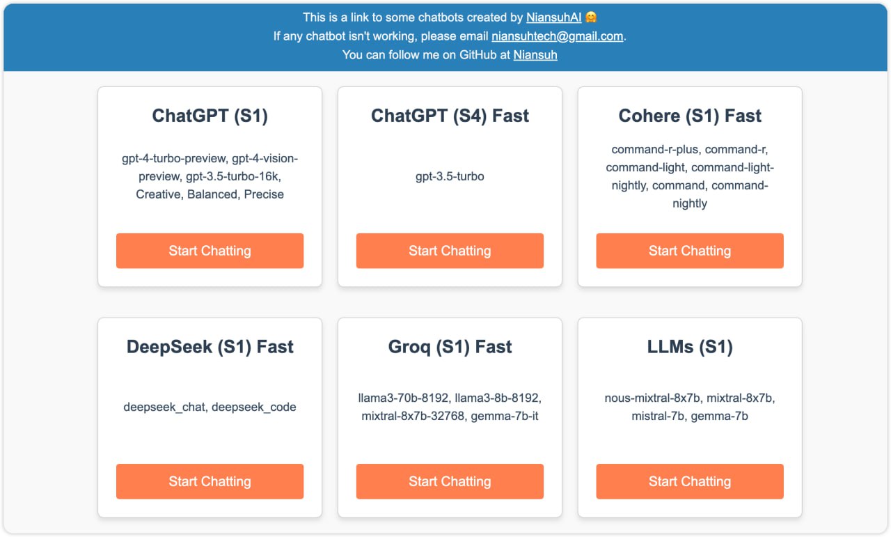 niansuh AI：一款免费使用 Chatgpt4、LLM 的导航网站