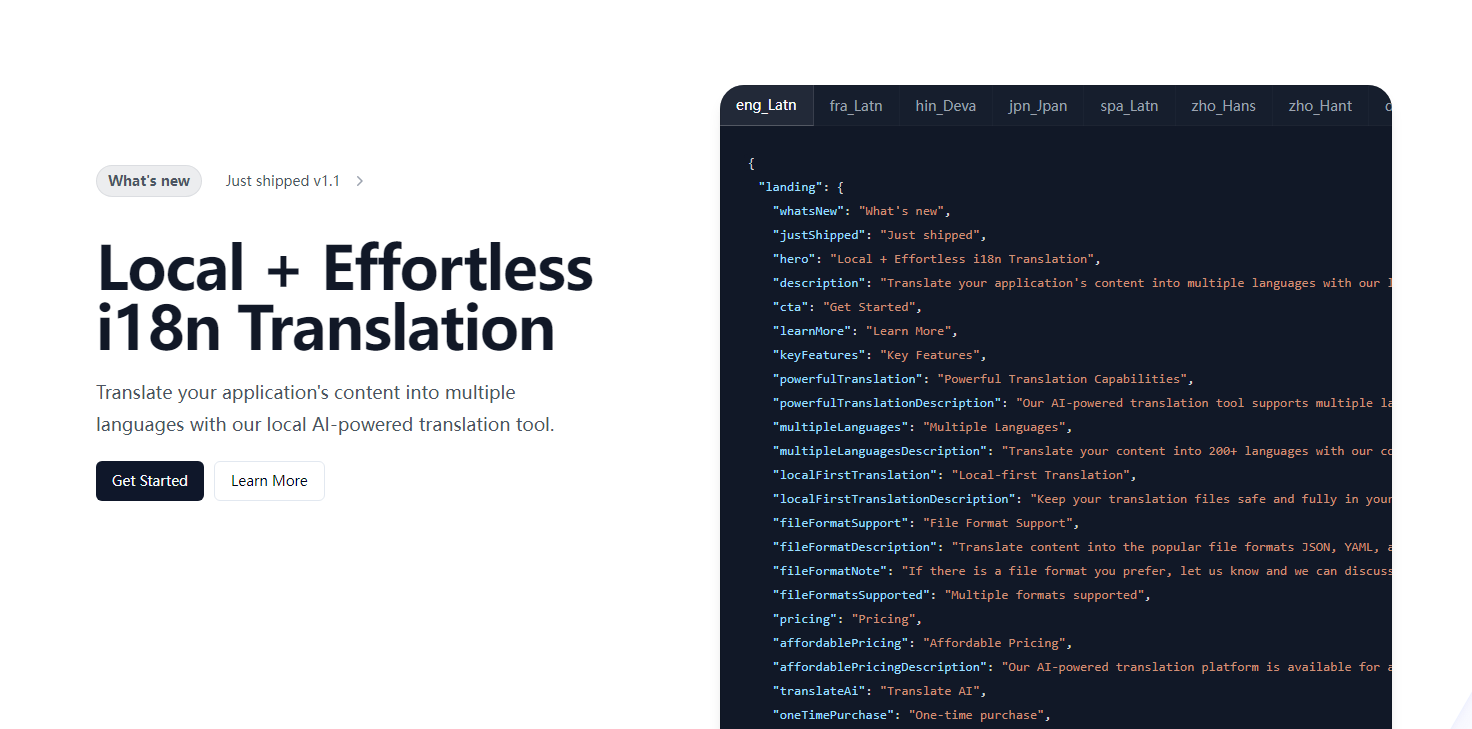 i18nlocale：AI 翻译工具，将应用程序内容翻译成多种语言，支持 200 多种语言