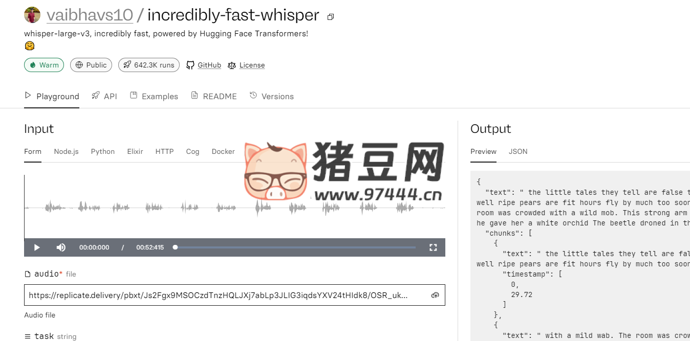 incredibly-fast-whisper：在线音频转文字