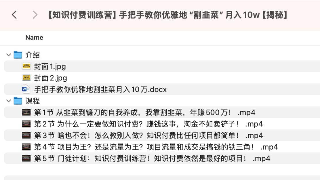 知识付费训练营：手把手教你优雅地“割韭菜”月入 10w