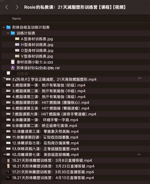 Rosie 的私教课：21 天减脂塑形训练营