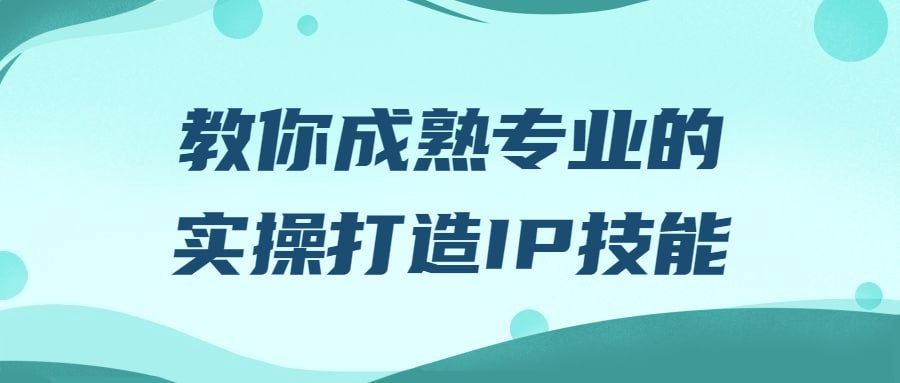 教你成熟专业的实操打造 IP 技能