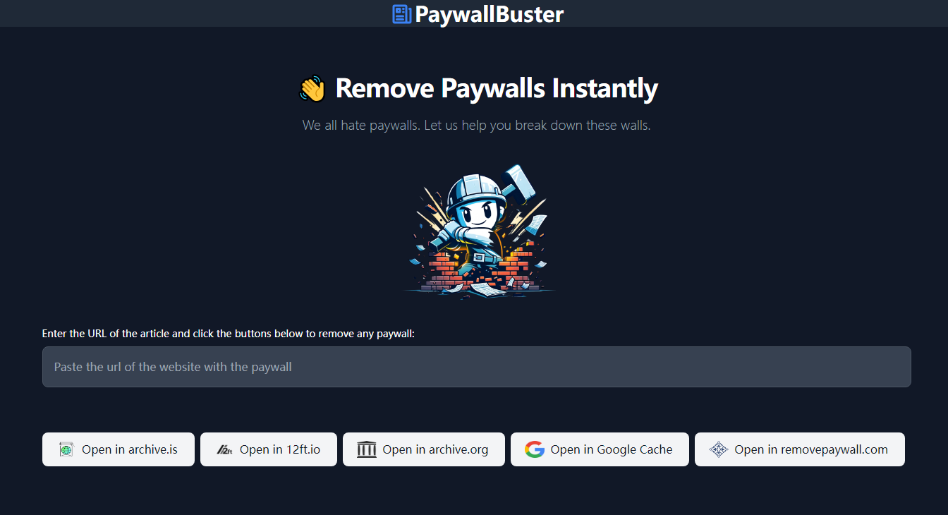 PaywallBuster：免费移除新闻文章付费墙在线工具