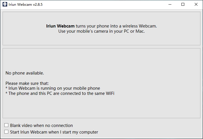 Iriun Webcam v2.8.5 电脑调用手机摄像头