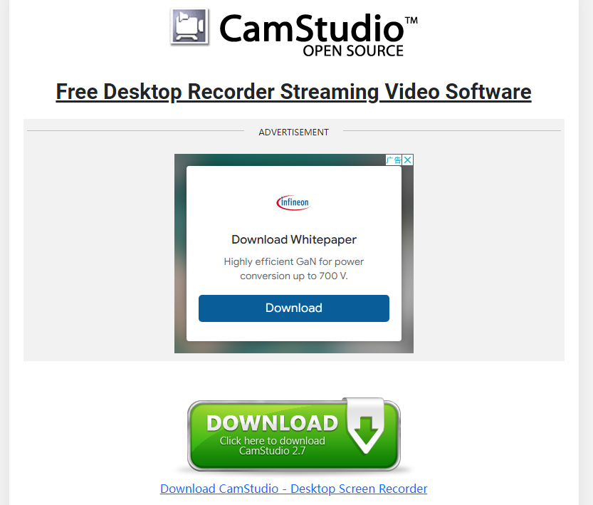 CamStudio v2.7 专为 Windows 电脑设计的免费屏幕录制软件