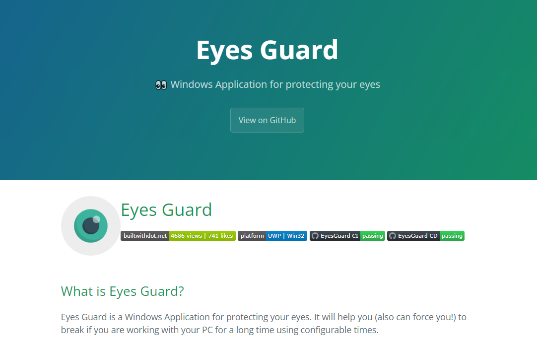 Eyes Guard：一款开源专为 Windows 系统用户打造的免费护眼神器