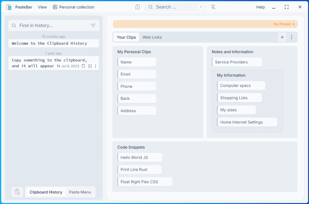 PasteBar 剪贴板管理器 v0.6.2 绿色便携版