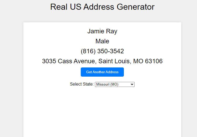 Real US Address Generator：真实美国地址生成器