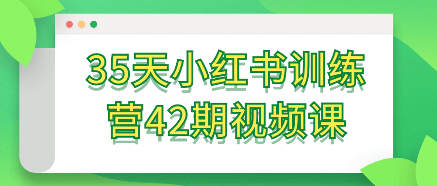 35 天小红书训练营 42 期视频课