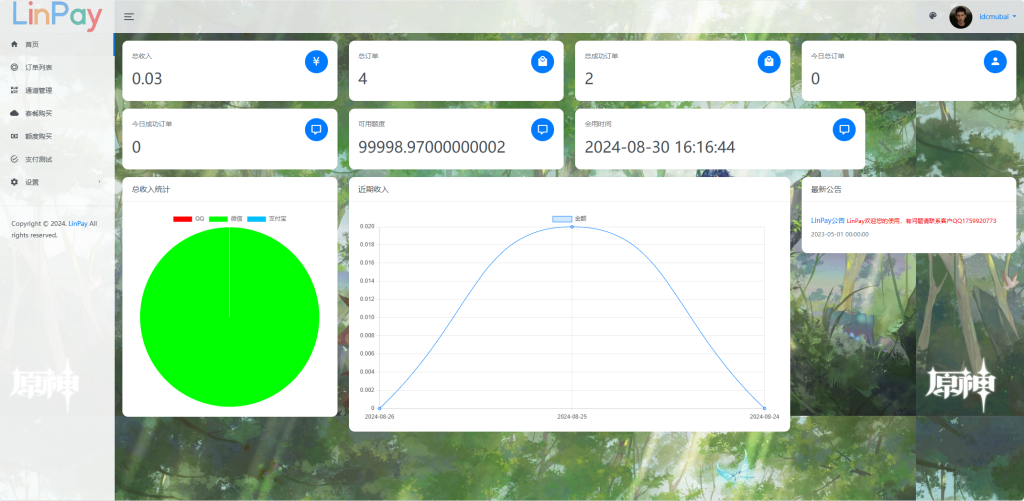 2024 首发最新 LinPay 码支付免授权版