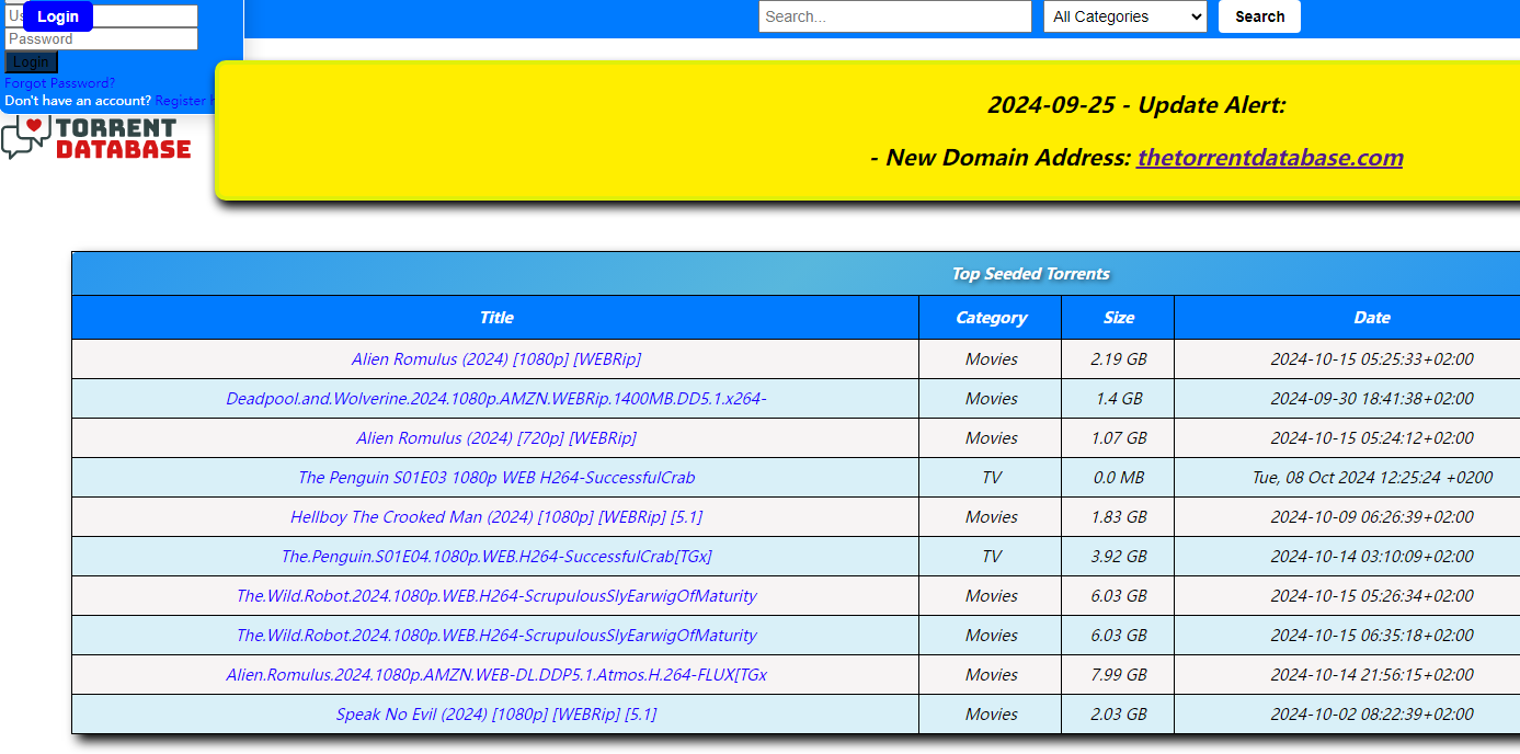 The Torrent Database：综合种子磁力数据库和搜索引擎