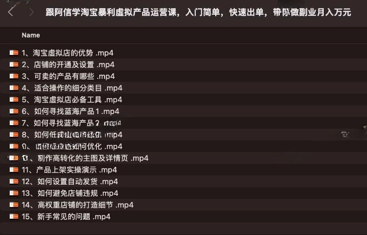 跟阿信学淘宝暴利虚拟产品运营课