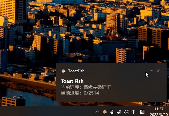 ToastFish：Windows 通知栏背单词的开源软件