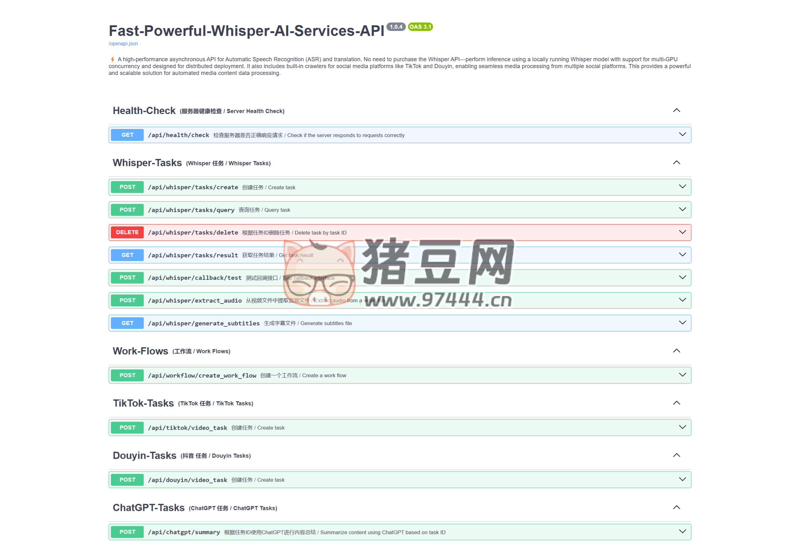 Fast-Powerful-Whisper-AI-Services-API：开源自动语音识别 (ASR)、翻译的高性能异步 API