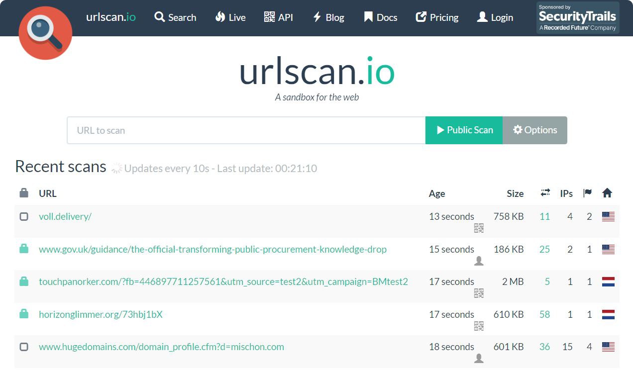 Urlscan：免费网站扫描工具，在线检测网页链接相关信息