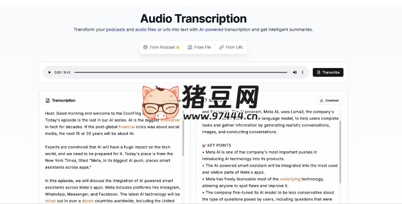 Podcast Transcription：AI 播客转录开源工具