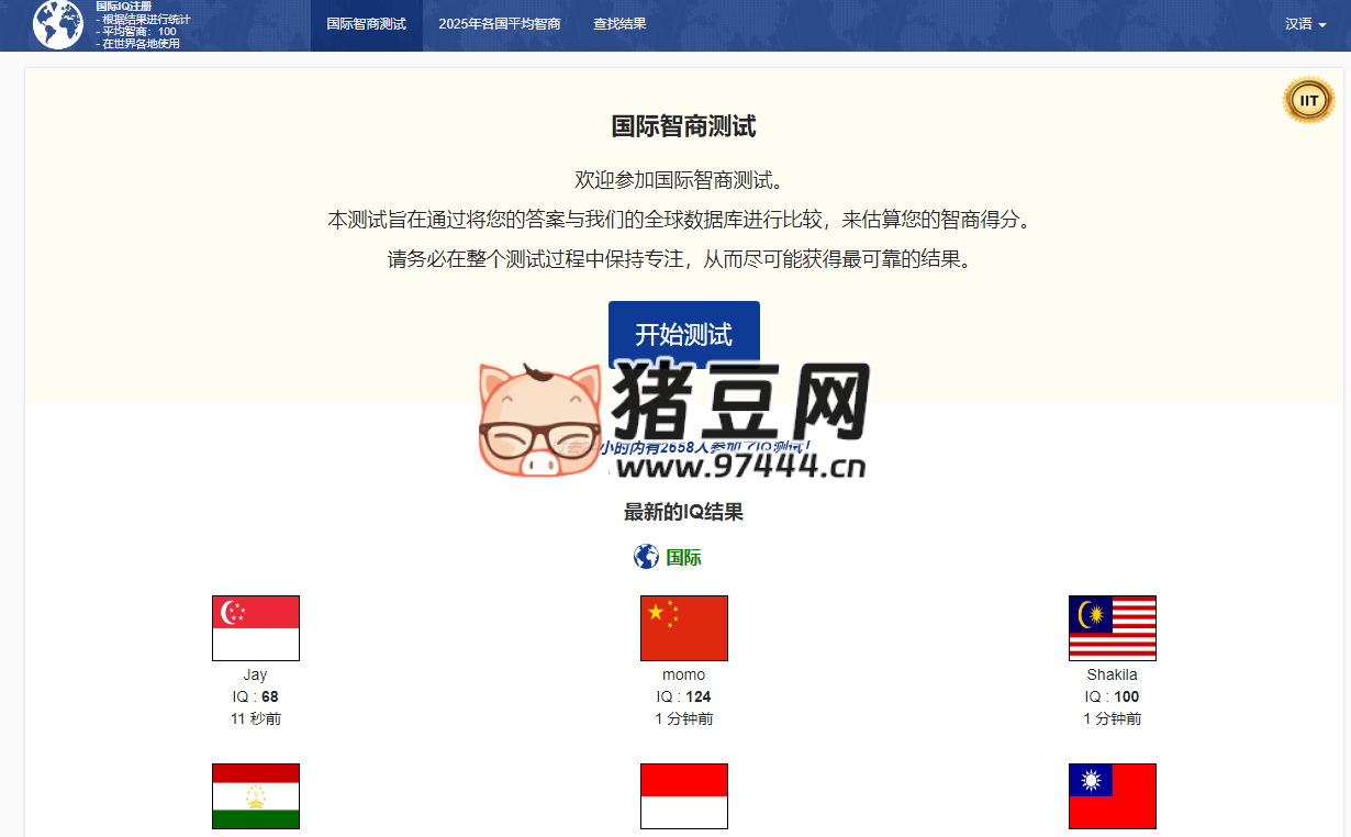 免费在线 IQ 智商测试：国际智商测试 international-IQ-Test